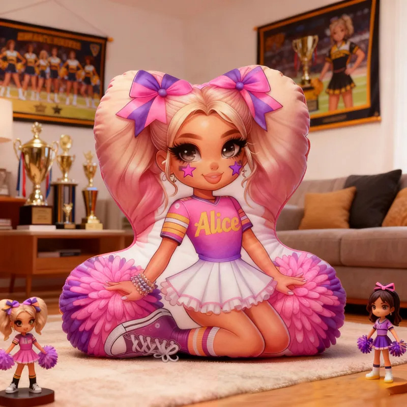 Personalized Cheerleader Pillow with Your Name Adorable Custom Gift for Cheer Fans Perfect for Decoration or Cuddling