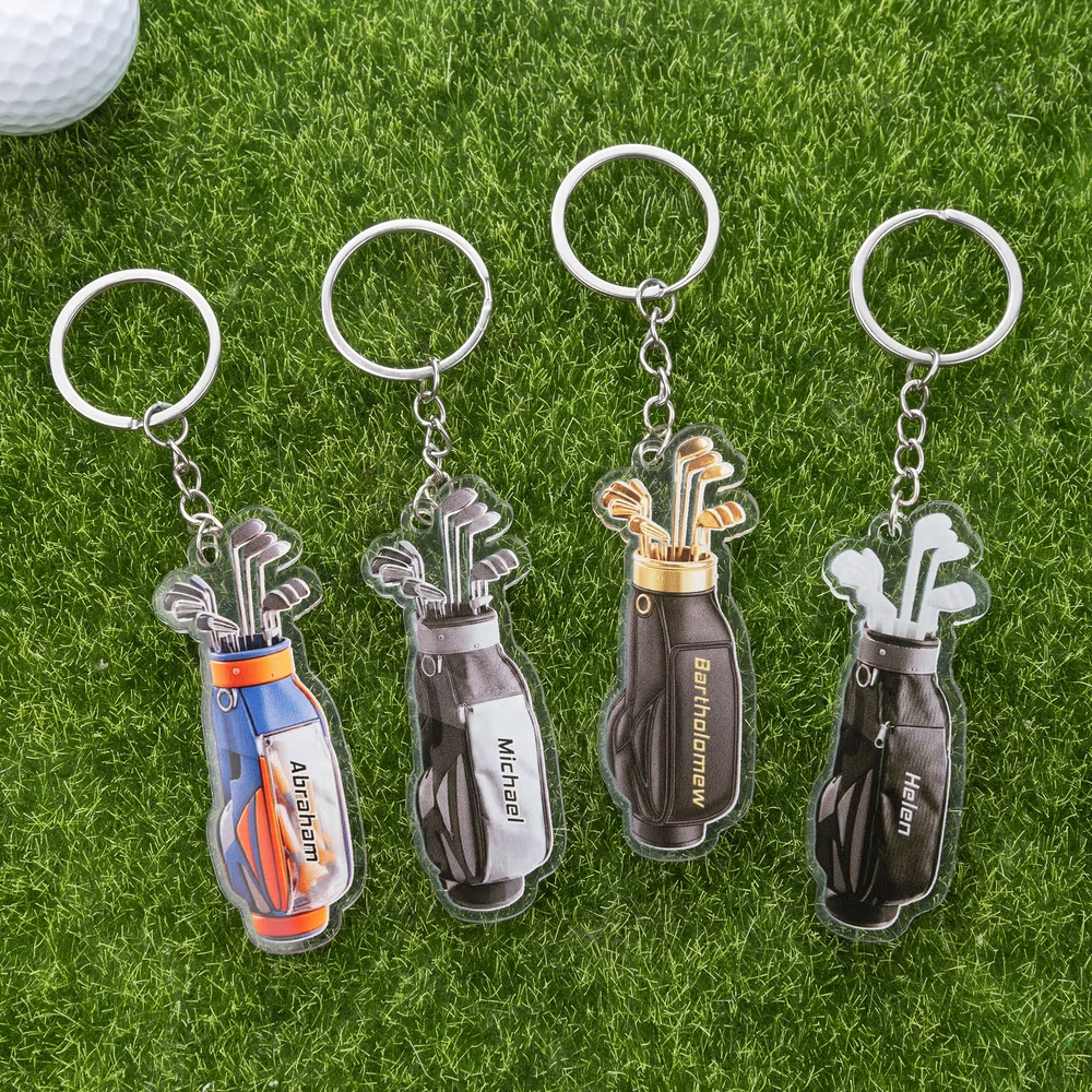 Personalized Acrylic Golf Bag Keychain & Bag Tag with Name – Custom Golf Gift for Players, Tournaments & Birthdays