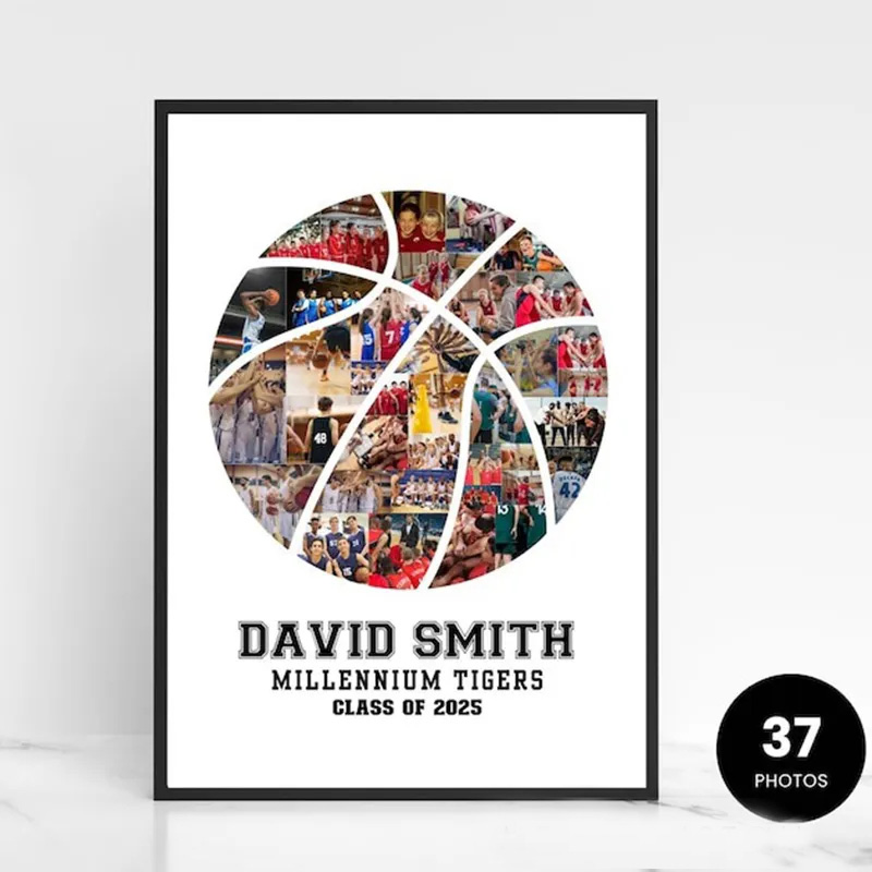 Personalized Basketball Memories Photo Wall Art Poster Without Frame Photo Style Art Gift for Basketball Fans and Athletes  Sale-megacustom