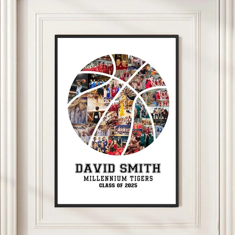 Personalized Basketball Memories Photo Wall Art Poster Without Frame Photo Style Art Gift for Basketball Fans and Athletes 
