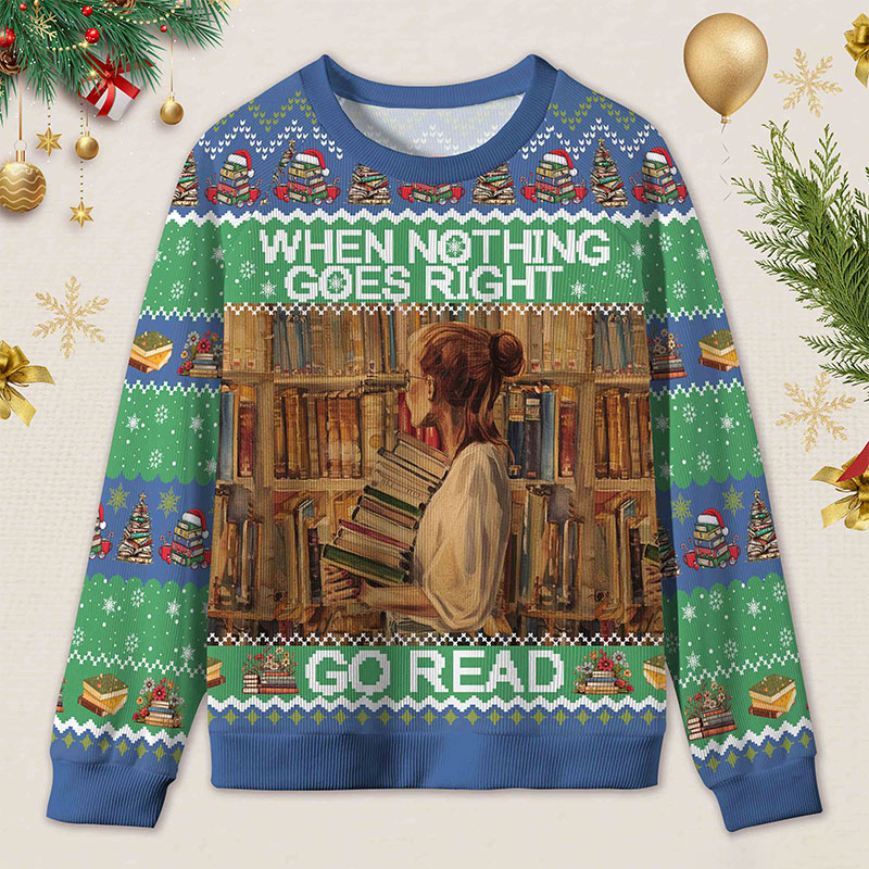 Personalized Reading Heals All Ugly Sweater Librarian Gift Holiday Gift for Book Lovers