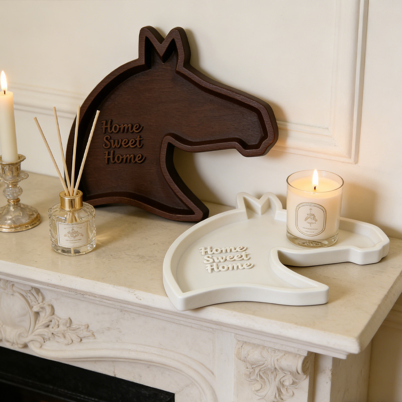 Personalized 3D Printed Horse Shaped Tray Rustic Catch All Dish Home Decoration Gift for Equestrian Lovers
