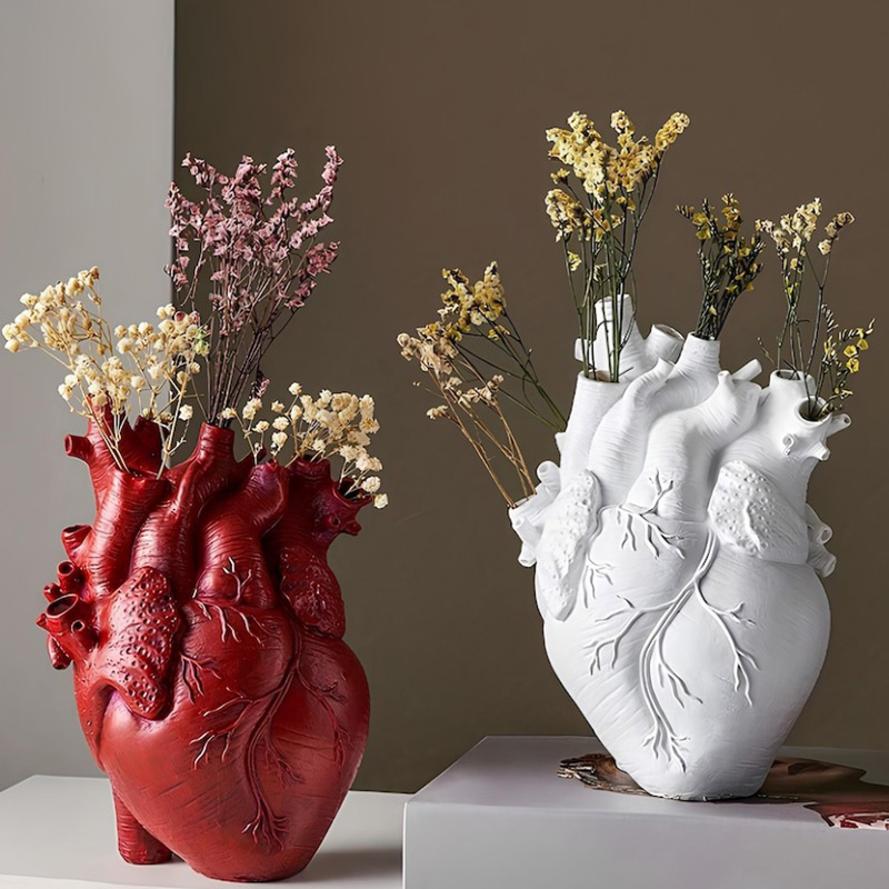 Personalized Anatomical Heart Resin Vase, Modern Gothic Sculpture Flower Vase Minimalist Anatomical Art Decor for Home Office Gift