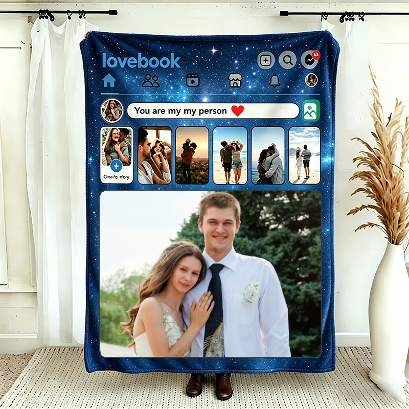 Personalized Couple Throw Blanket with Names Custom Starry Sky Style Photo Poster Blanket Valentine Gift Gift for Husband Gift For Wife