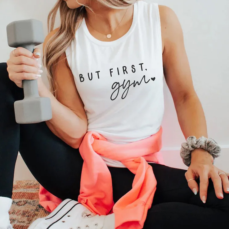 Personalized But First Gym Tank Top Tank Inspirational Workout Gym Top for Gym Lover