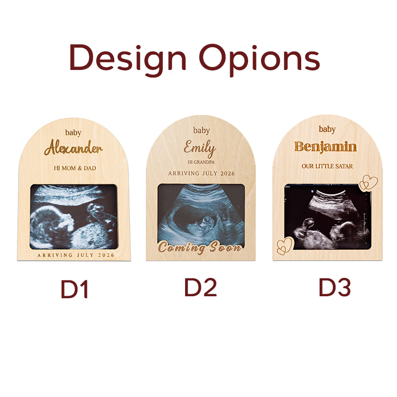 Personalized Wooden Ultrasound Picture Frame with Baby Name and Date Pregnancy Baby Announcement Gift for Grandparents New Parents