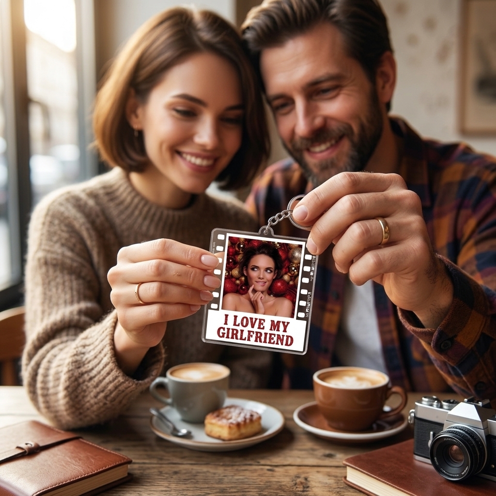 Personalized I Love My Girlfriend Keychain Film Style Photo Acrylic Keychain Anniversary Valentine's Gift Keychain for Him