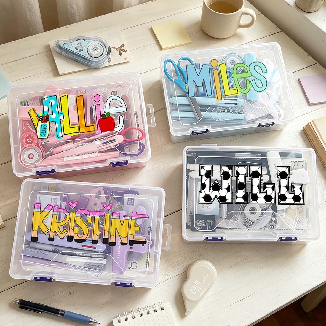Personalized Pencil Boxes Stationery Set Back to school Durable Plastic