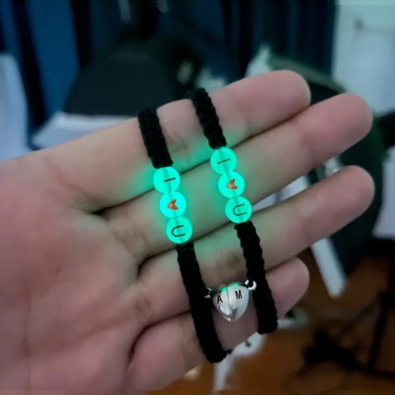 Personalized Heart Luminous Magnetic Bracelet Couple Matching Luminous Magnetic Bracelet Valentine's Day Gift for Her 