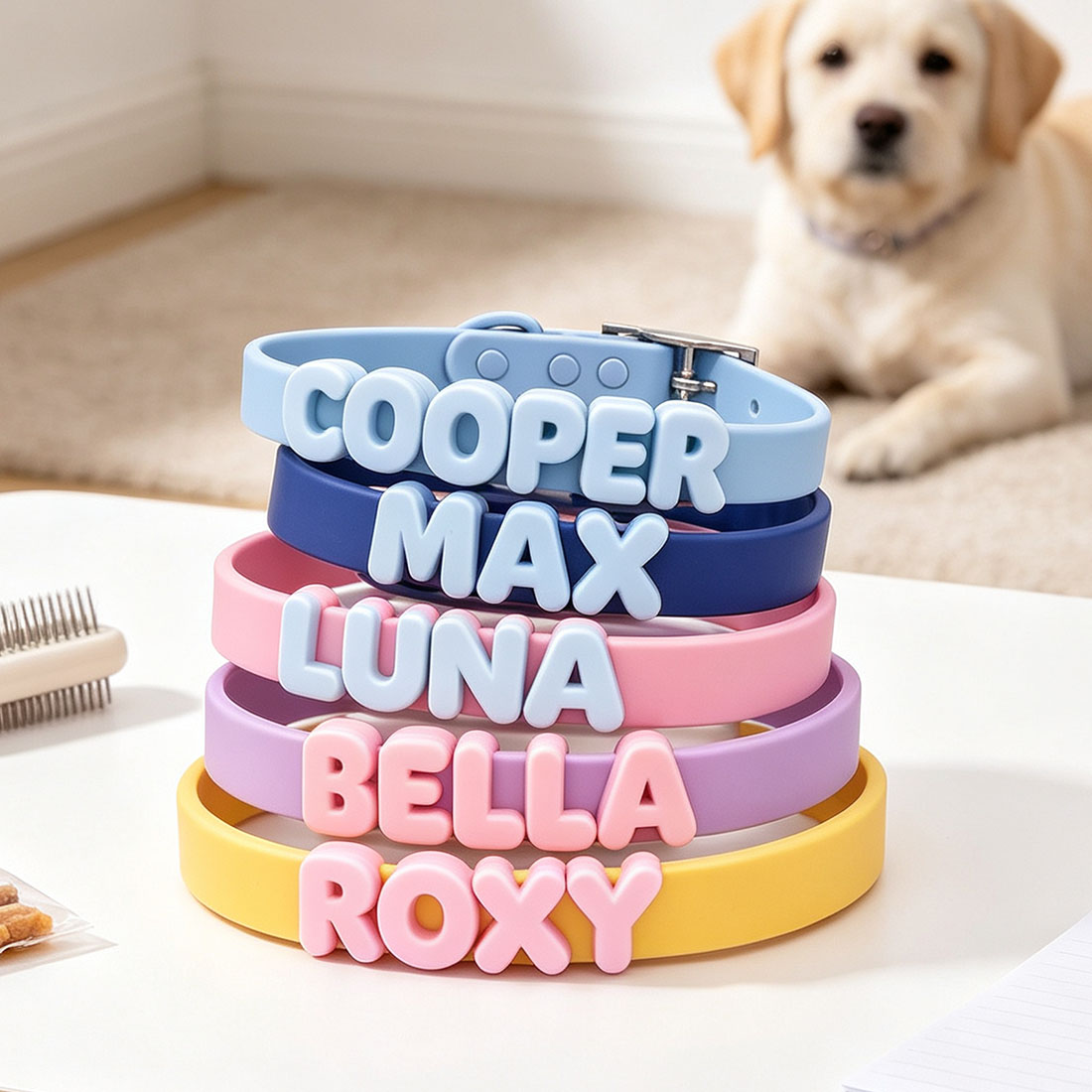Personalized Silicone Dog Collar with Name astel Puppy Pet Collar Silicone Cat Collar Gift for New Pet Gift for Pet Lover Pet Necklace