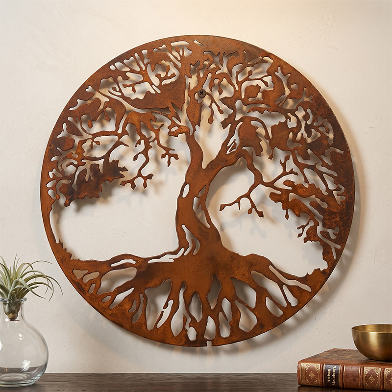 Tree of Life Metal Wall Art Wall Decor Family Metal Tree Round Tree Sign Cut Out Metal Wall Sign Wall Hanging Interior Family Gift Houswarming Gift