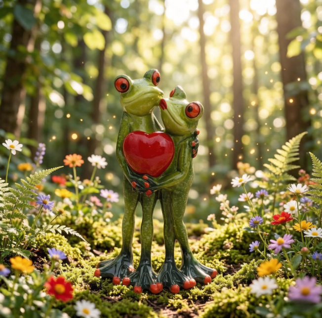 Resin Couple Frog Figurines