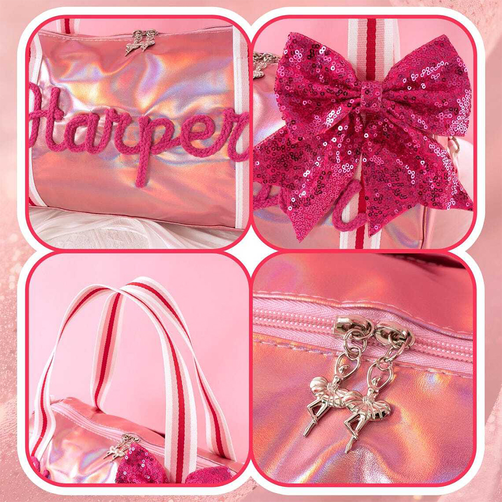 Personalized Little Girls Dance Bag Gymnastics Duffel with Bow Dance Recital Gifts