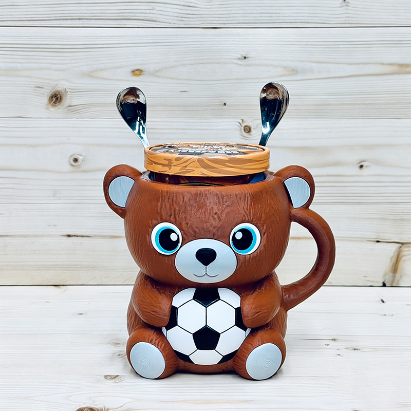 Personalized 3D-Printed Sport Bear Ice Cream Cozies with Spoon Ears Design