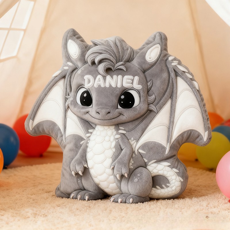 Personalized Cute Little Dinosaur with Name Graphic 3D Print Pillow Christmas Gift for Kids Birthday Gift