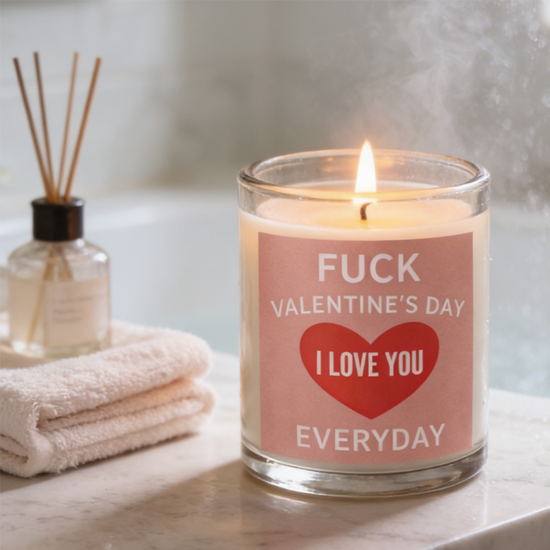Personalized Fuck Valentine’s Day but I Love You Everyday Engraved Romance Scented Candle Home Decor Gift for Nonconformist Couples
