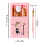 Personalized Birth Flower Bouquet Name Cartoon 5 Pcs Makeup Brush Bridesmaid Gift Storage Box Set with Mirror Birthday Bridal Shower Gift for Her