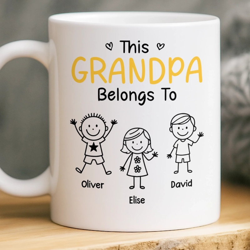 Personalized this Grandpa Belongs to Kids Mug Gifts for Dad Grandpa