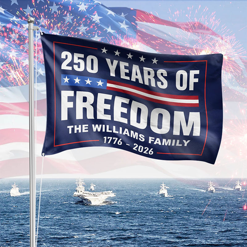 Personalized Family Name 250 Years Of Freedom 1776-2026 4th Of July Double-Sided Flag