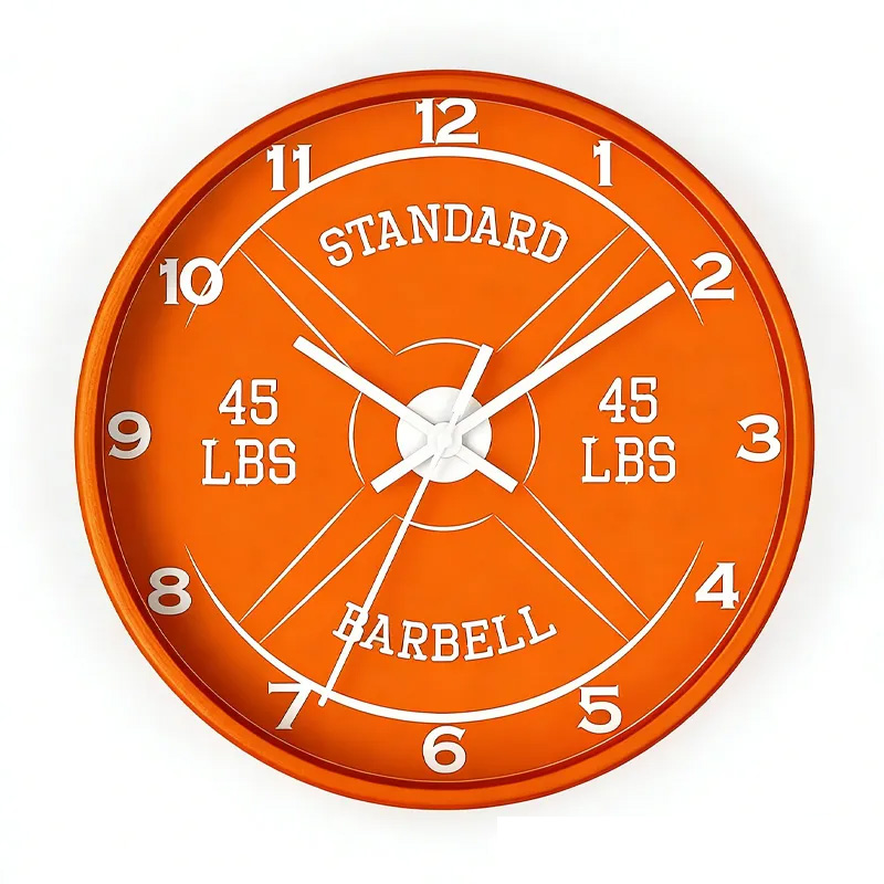 Personalized Gym Wall Clock 45lb Barbell Gym Clock Silent Analog Wall Decor Workout Clock Wall Clock for Gym Lover