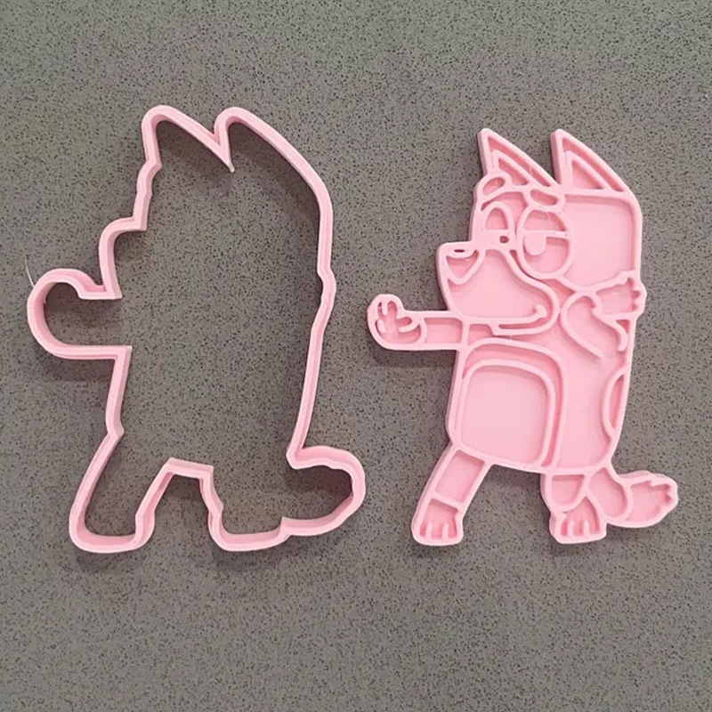 Blue Dog Cookie Cutters Set with Stamps 5 Piece Set  Cute Cookie Stamp Party Baking Gifts Birthday Party Gifts for Baking Lover