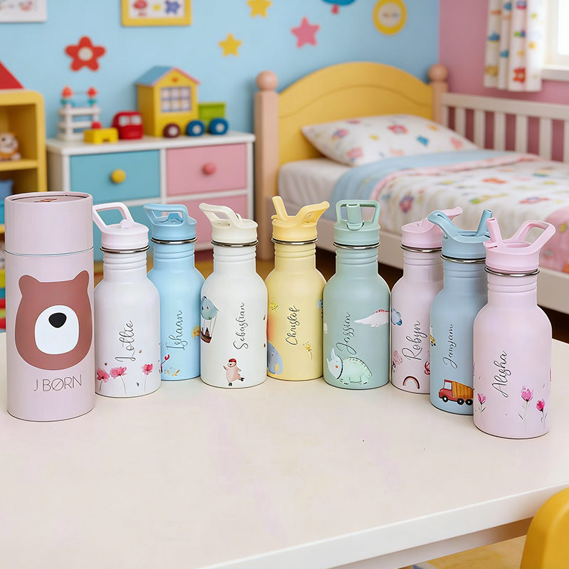 Personalized Kids Water Bottle Name Cup Gift for Kids Custom Name Kids Tumbler Back To School Gifts for Kids Kids School Gift Stainless Steel 400ml Hand Painted 