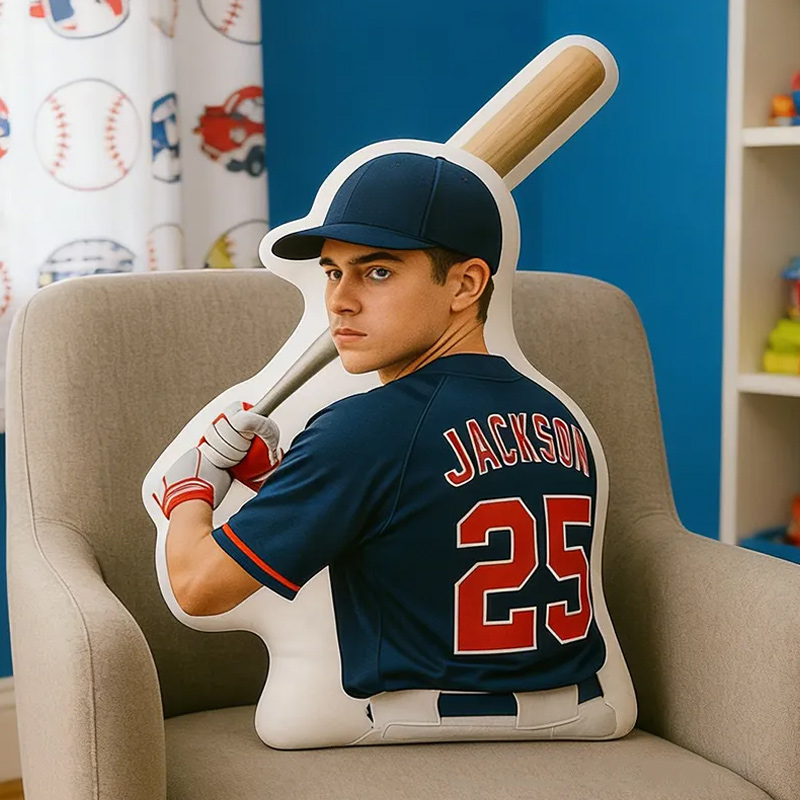 Personalize Your Baseball Player Pillow with Custom Photo Design