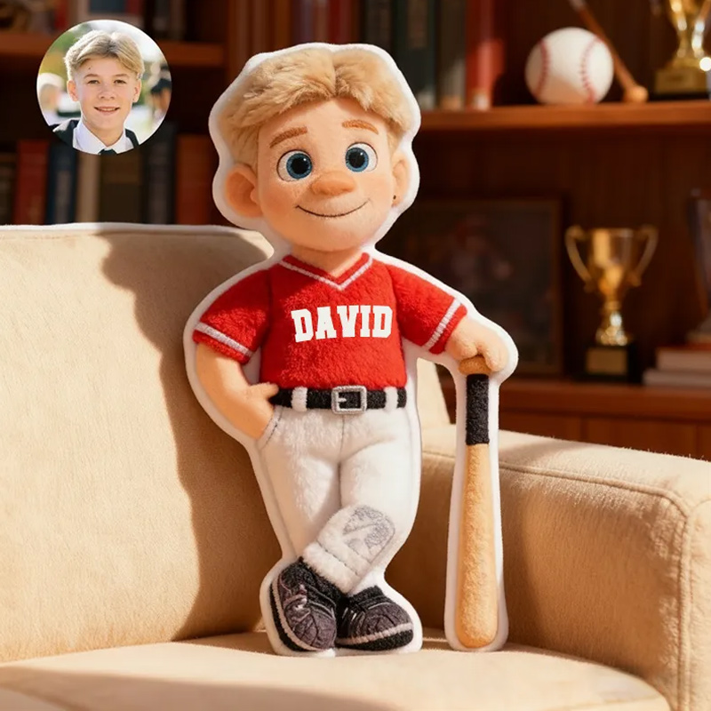 Personalized Baseball Pillow Add Your Custom Name and Photo for a Unique Touch