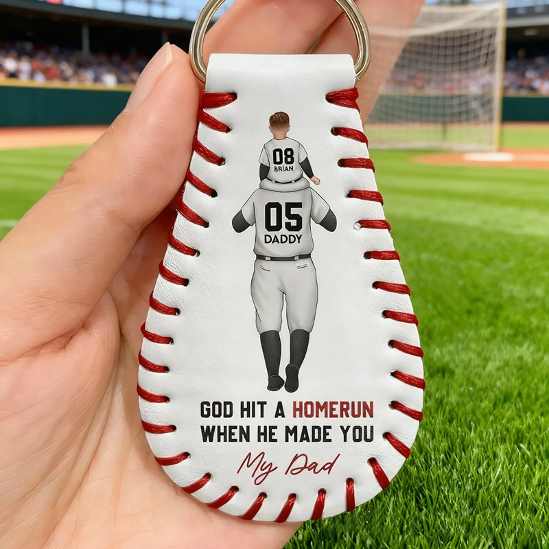 Personalized Baseball Keychain with "God Hit a Homerun" Quote and Custom Details 