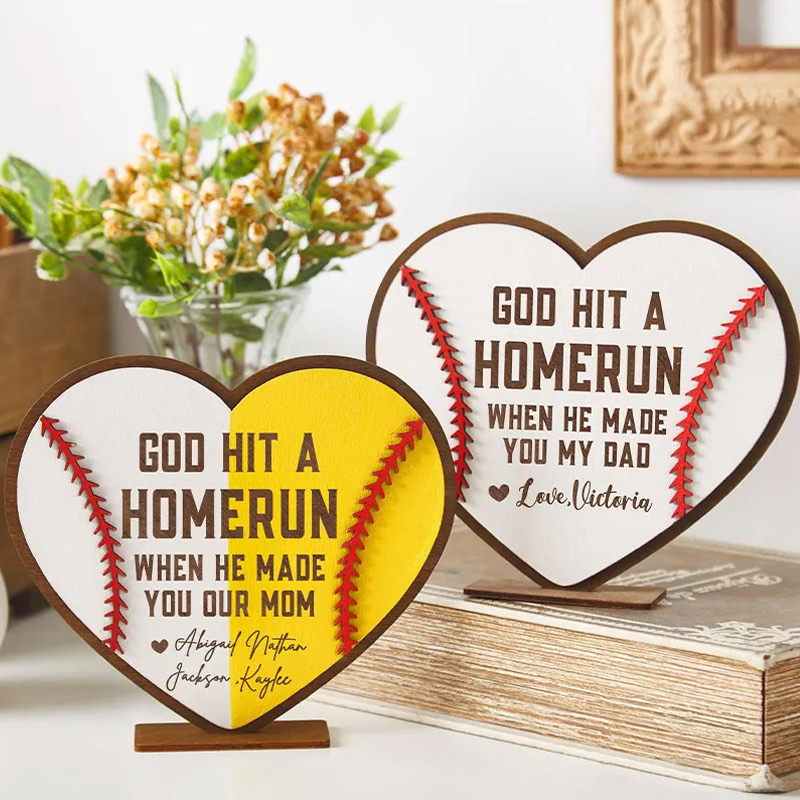 Personalized Baseball Softball Heart Plaque with Custom Text