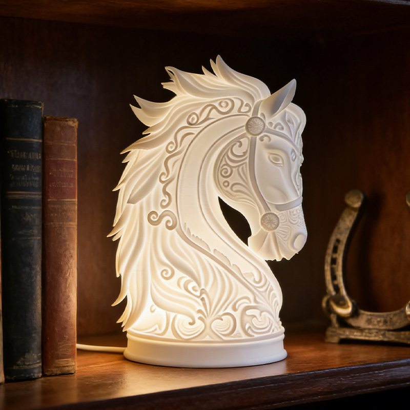 3D Printed Horse Head Lamp Bedroom Decor Gift for Equestrian Enthusiasts