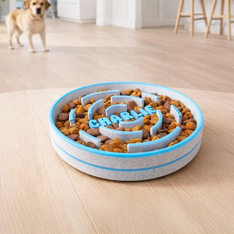 Personalized Slow Feeder Dog Bowl 3D Printed Custom Name Gift for Dog
