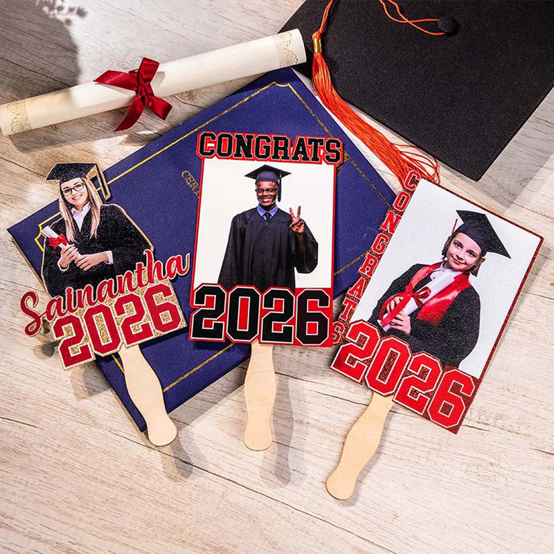 Personalized Graduation Handheld Photo Fans with Name Graduation Party Favors Gift for Class of 2026 Graduates