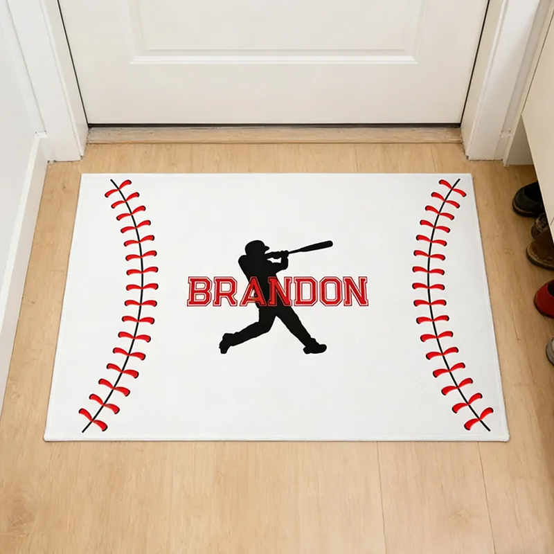 Personalized Baseball Rug with Custom Name Design for Sports Enthusiasts