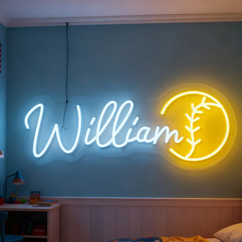 Personalized Baseball Neon Sign with Custom Name for Sports Fans 