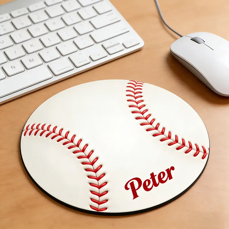 Personalized 3D Printed Baseball Mouse Pad with Custom Name Design