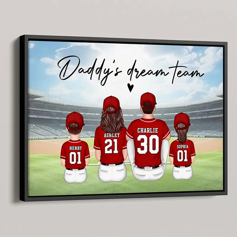 Personalized Baseball Family Wall Hangings Custom Name and Jersey Number Decor, Gift For Dad, Gift For Husband, Gift For Grandpa