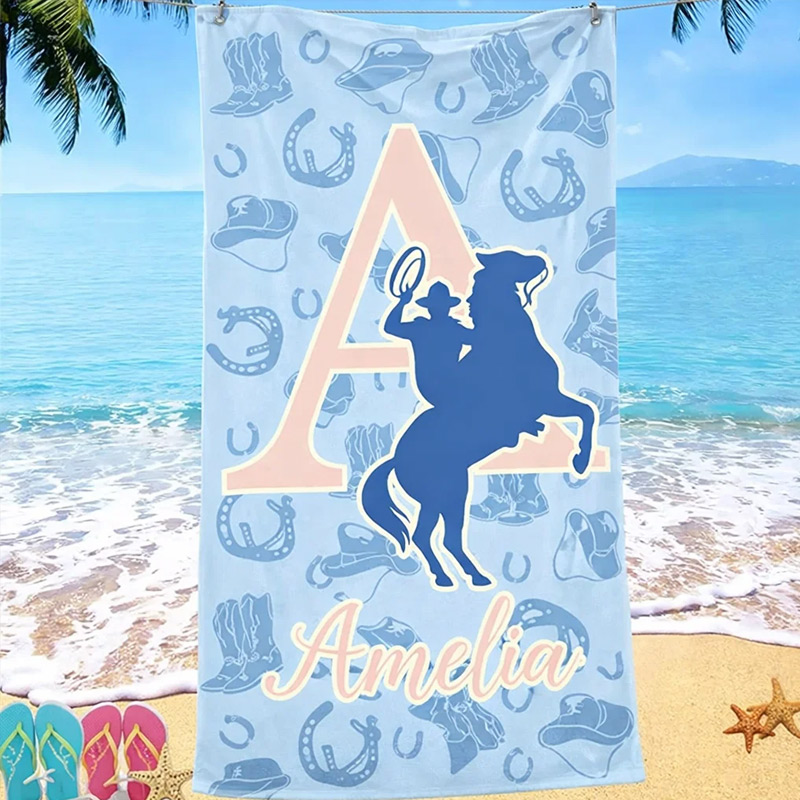 Personalized Equestrian Beach Towel Customized with Initials for Horseback Riding Lovers Gift for Equestrian Lovers