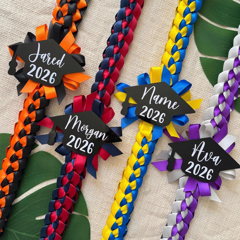 Personalized Graduation Lei 2026 with Name Class of 2026 Ribbon Lei Gifts for Graduatea