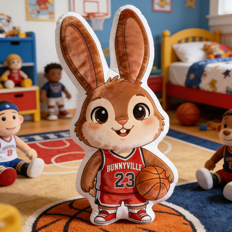 Personalized Bunny Pillow Easter Bunny Basketball Baseball Golf Bunny with Custom Name Design