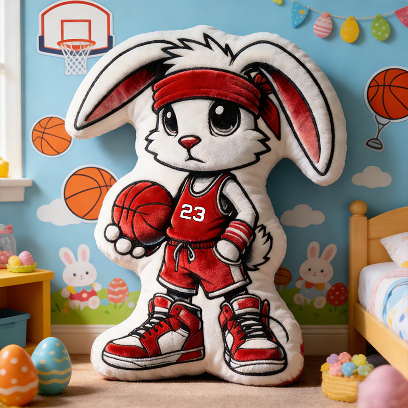 Personalized Basketball Bunny Pillow Easter Bunny Basketball Urban Sports Rabbit with Custom Number