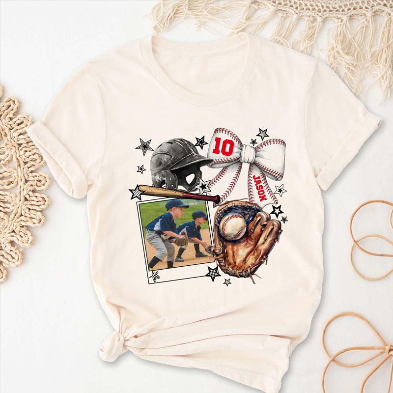 Personalized Baseball Photo T-Shirt Baseball Mom Shirt Custom Name Number and Photo Gift for Baseball Mom