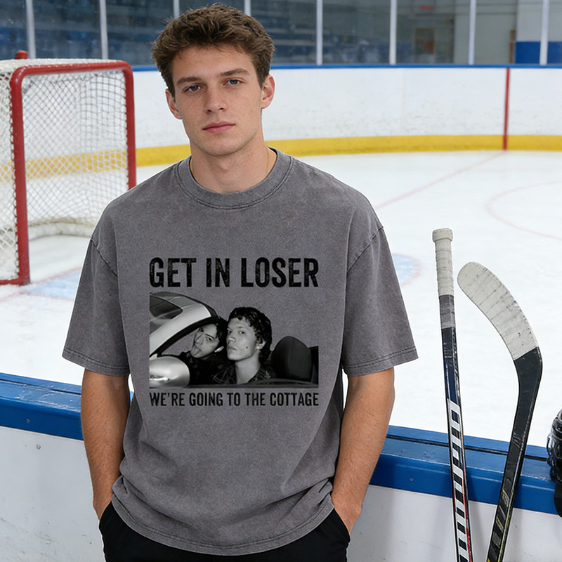 Personalized HR Washed T-Shirt We're Going To The Cottage Tee for Ice Hockey Fans