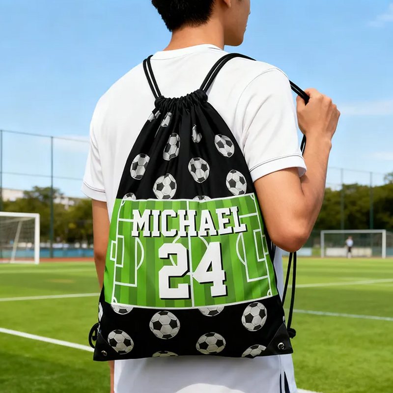 Personalized Soccer Drawstring Bag with Custom Name and Number for Soccer Fans Sale-megacustom