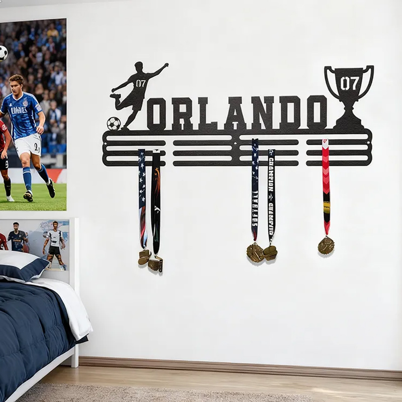 Personalized Soccer Medal Holder with Custom Name and Player Design for Soccer Player and Lover