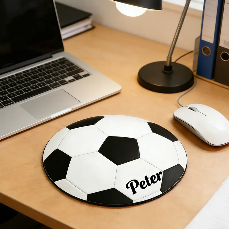 Personalized 3D Printed Soccer Mouse Pad with Custom Name Design