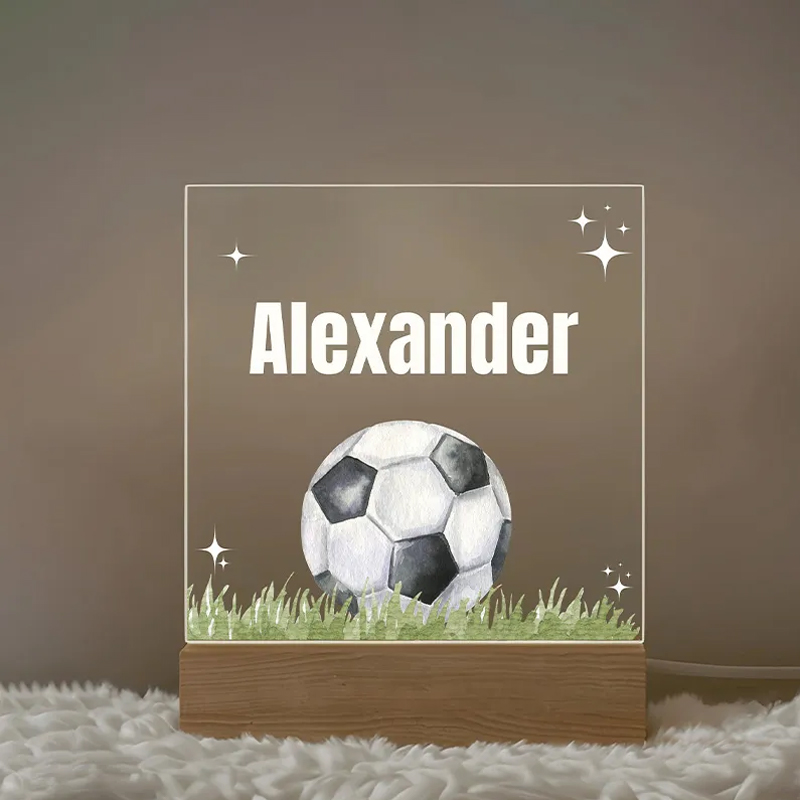 Personalized Soccer LED Night Light with with Custom Name and Grass Field Design Sale-megacustom