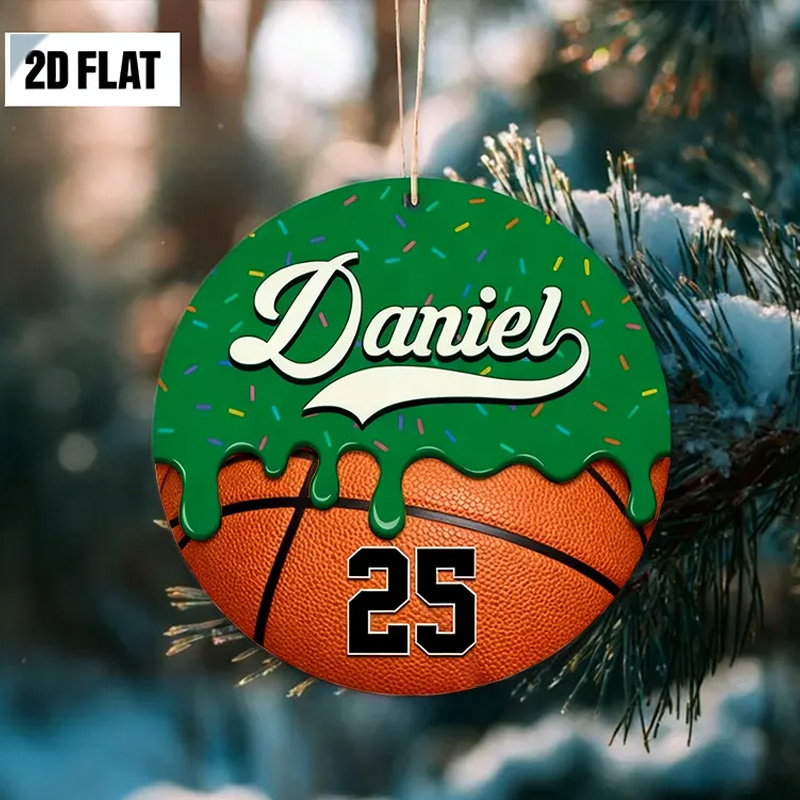 Personalized Basketball Christmas Ornament with Custom Name and Number