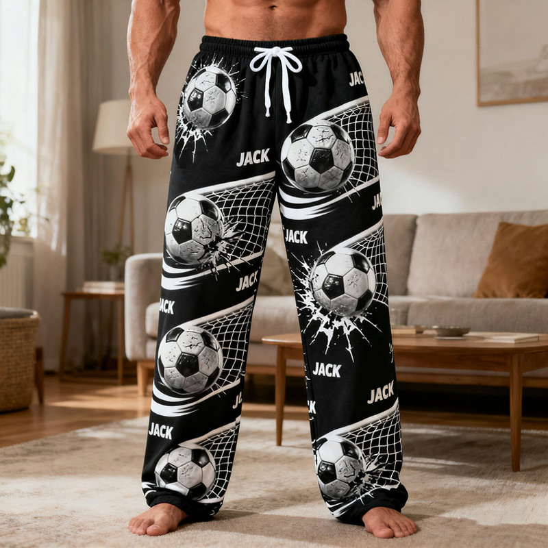 Personalized Soccer Pajama Pants with Custom Name and Dynamic Design