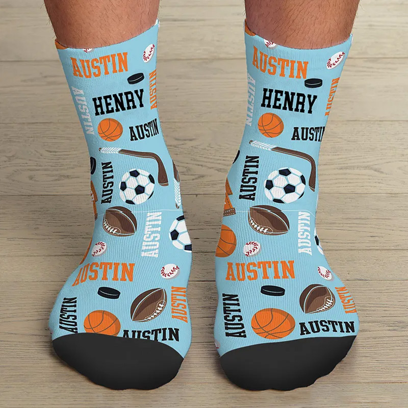 Personalized Sports Fun Design Socks with Custom Name for Game Day